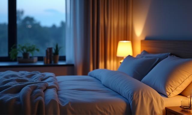 Peaceful bedroom at night